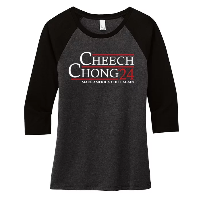 Cheech & Chong ’24 Make America Chill Again Women's Tri-Blend 3/4-Sleeve Raglan Shirt