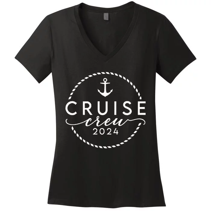 Cruise Crew 2024 Anchor Vacation Sailing Trip Matching Group Women's V-Neck T-Shirt