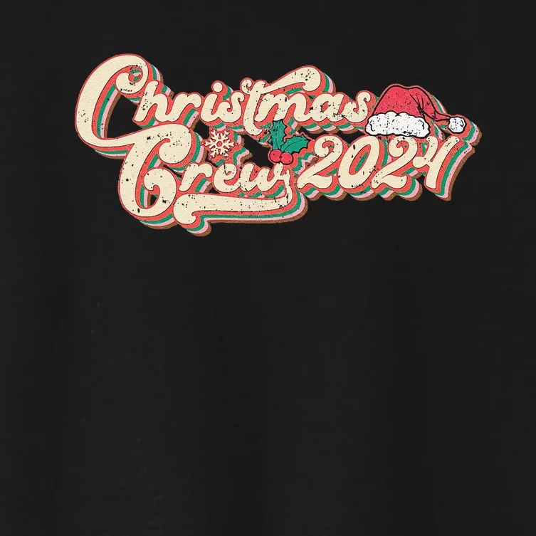 Christmas Crew 2024 Santa Hat Retro Groovy Xmas Pjs Family Women's Crop Top Tee