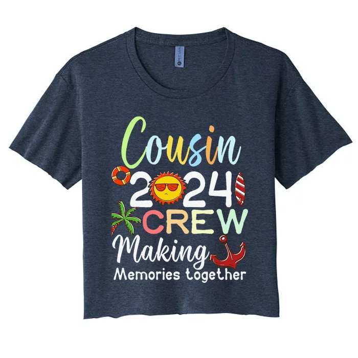 Cousin Crew 2024 Summer Vacation Beach Family Trips Matching Women's Crop Top Tee