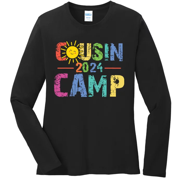 Cousin Camp 2024 Family Vacation Summer Camping Crew Cute Ladies Long Sleeve Shirt