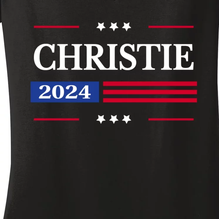 Chris Christie 2024 For President American Women's V-Neck T-Shirt