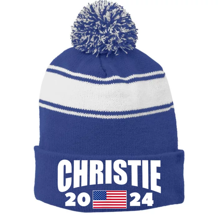 Chris Christie 2024 For President American Stripe Pom Pom Beanie