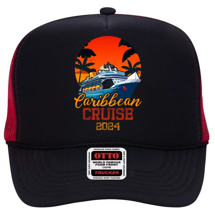 Caribbean Cruise 2024 Family Vacation Trip Cruising Matching High Crown Mesh Trucker Hat