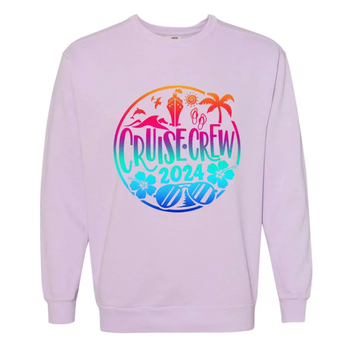 Cruise Crew 2024 Summer Vacation Trip Funny Matching Group Garment-Dyed Sweatshirt