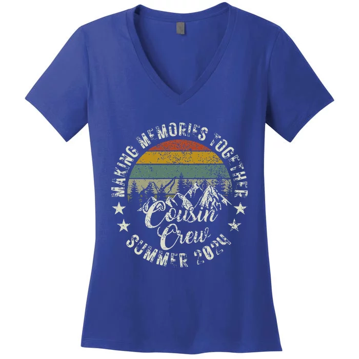 Cousin Crew 2024 Summer Vacation Beach Family Trips Matching Women's V-Neck T-Shirt