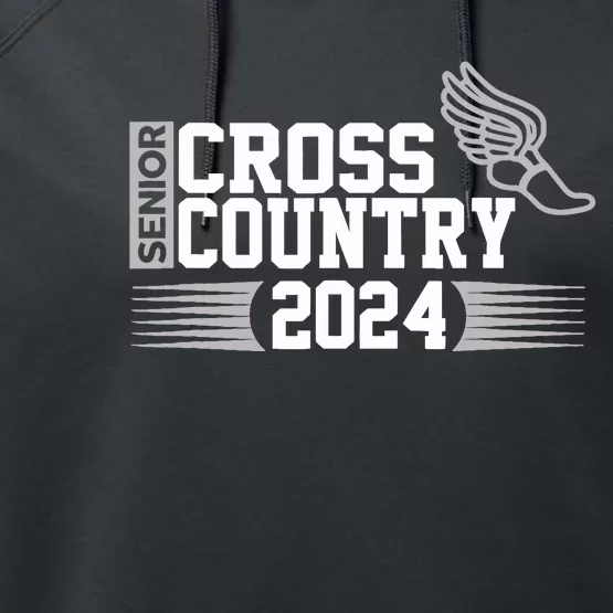 Cross Country 2024 Senior Running Team Grey Performance Fleece Hoodie