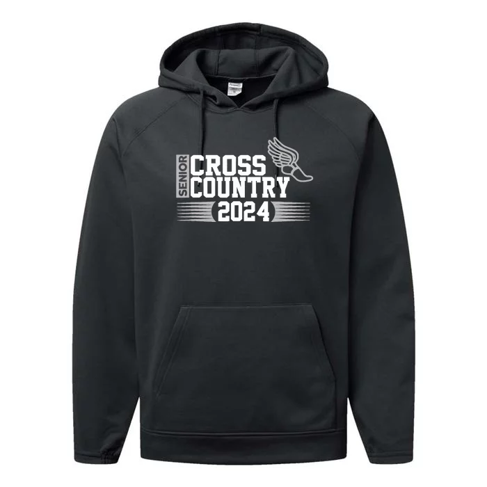 Cross Country 2024 Senior Running Team Grey Performance Fleece Hoodie