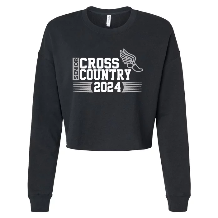 Cross Country 2024 Senior Running Team Grey Cropped Pullover Crew