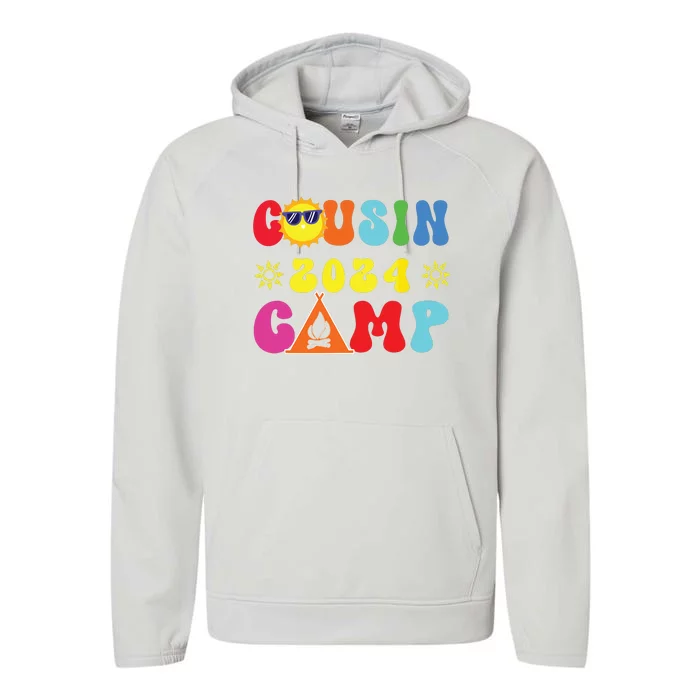 Cousin Camp 2024 Family Vacation Summer Camping Crew Match Performance Fleece Hoodie