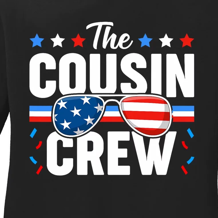 Cousin Crew 4th Of July Patriotic American Family Matching Ladies Long Sleeve Shirt