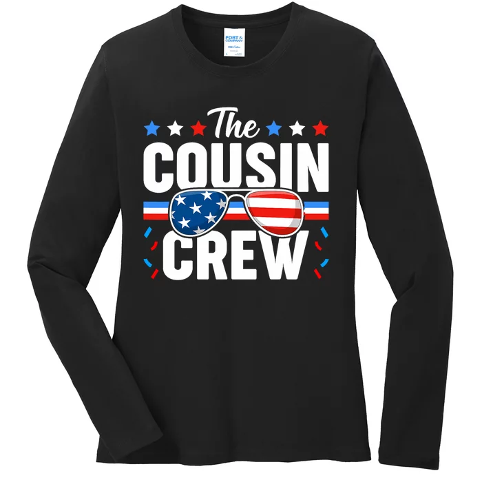 Cousin Crew 4th Of July Patriotic American Family Matching Ladies Long Sleeve Shirt