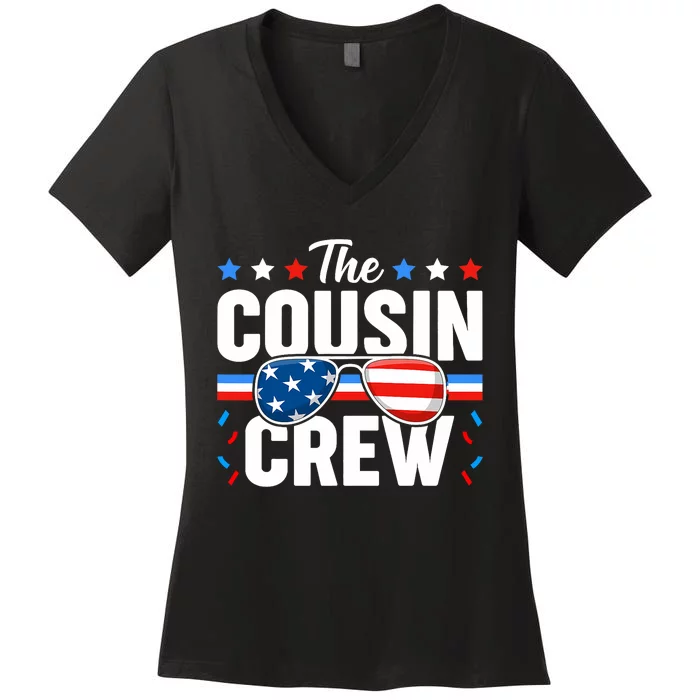 Cousin Crew 4th Of July Patriotic American Family Matching Women's V-Neck T-Shirt