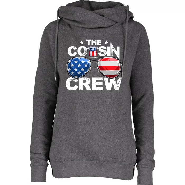 Cousin Crew 4th Of July Us American Flag Family Matching Usa Great Gift Womens Funnel Neck Pullover Hood