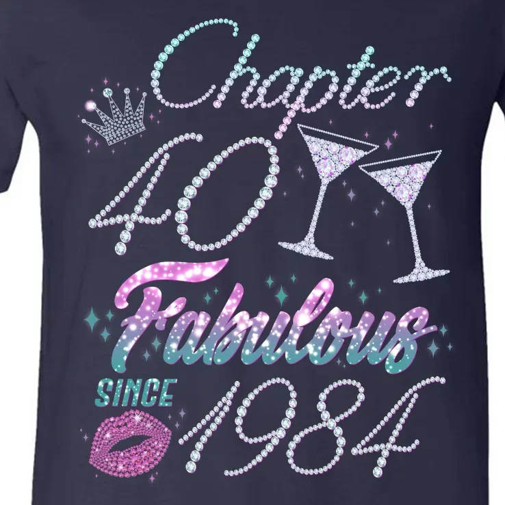 Cute Chapter 40th Birthday Fabulous Since 1984 V-Neck T-Shirt