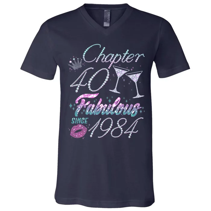 Cute Chapter 40th Birthday Fabulous Since 1984 V-Neck T-Shirt