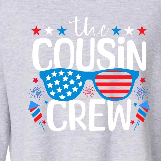 Cousin Crew 4th Of July Patriotic American Family Matching Gift Cropped Pullover Crew