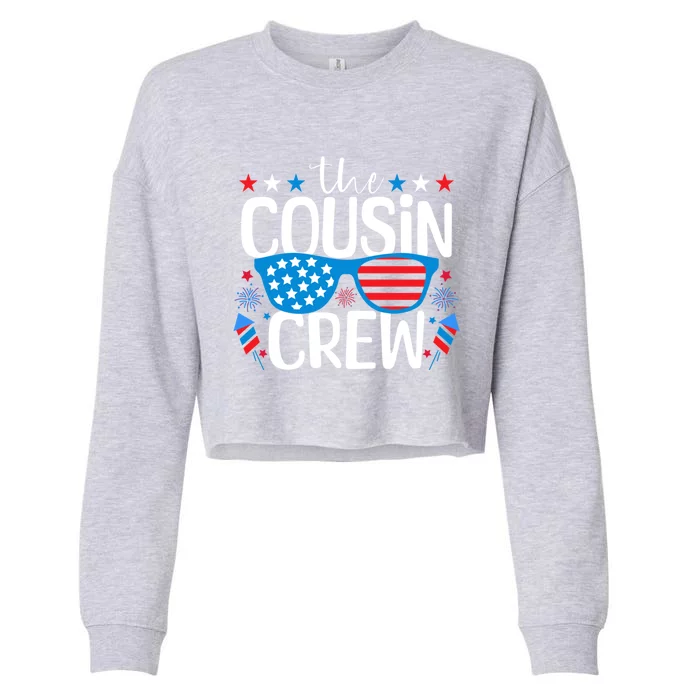 Cousin Crew 4th Of July Patriotic American Family Matching Gift Cropped Pullover Crew