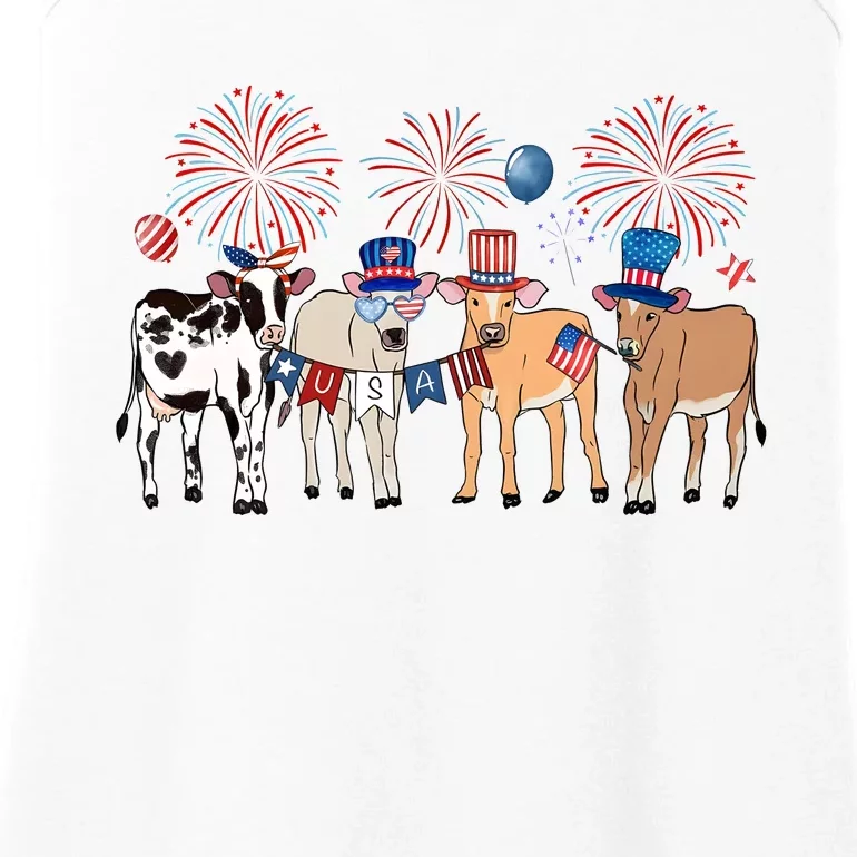 Cute Cows 4th Of July Ladies Essential Tank