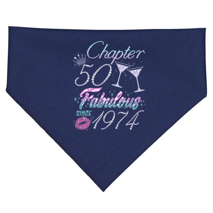 Cute Chapter 50th Birthday Fabulous Since 1974 USA-Made Doggie Bandana