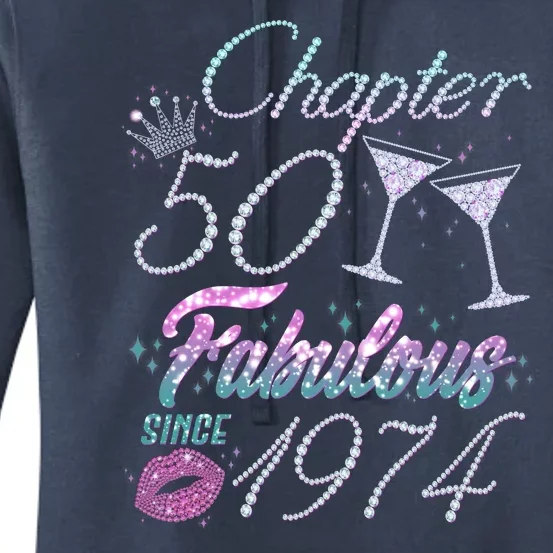 Cute Chapter 50th Birthday Fabulous Since 1974 Women's Pullover Hoodie