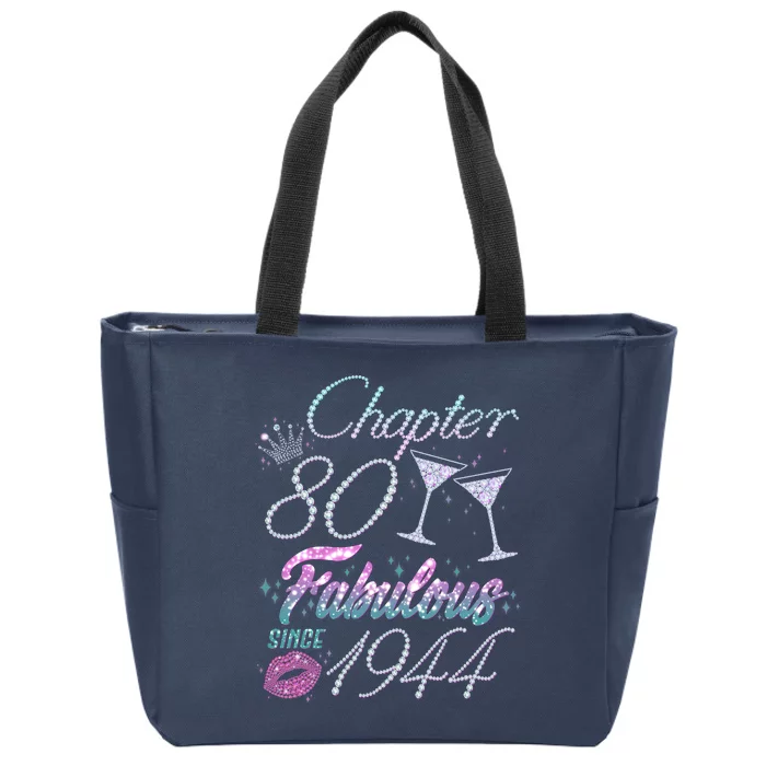 Cute Chapter 80th Birthday Fabulous Since 1944 Zip Tote Bag