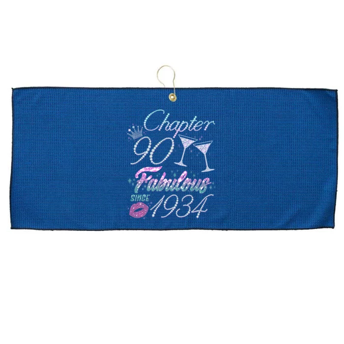 Cute Chapter 90th Birthday Fabulous Since 1934 Large Microfiber Waffle Golf Towel