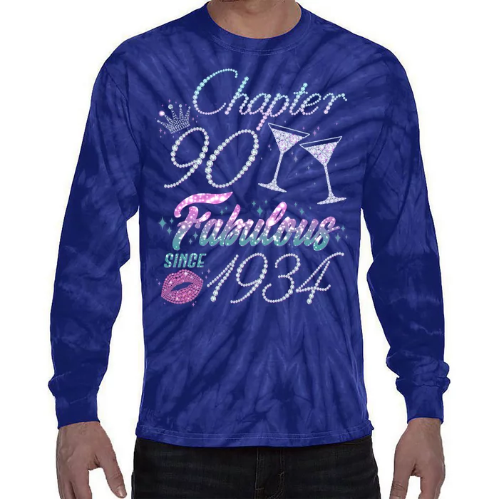 Cute Chapter 90th Birthday Fabulous Since 1934 Tie-Dye Long Sleeve Shirt