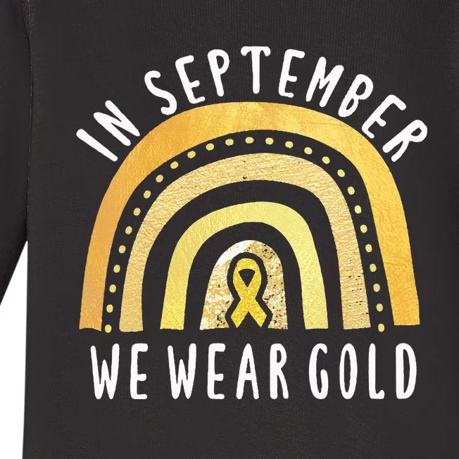 Childhood Cancer Awareness Rainbow In September We Wear Gold Baby Long Sleeve Bodysuit