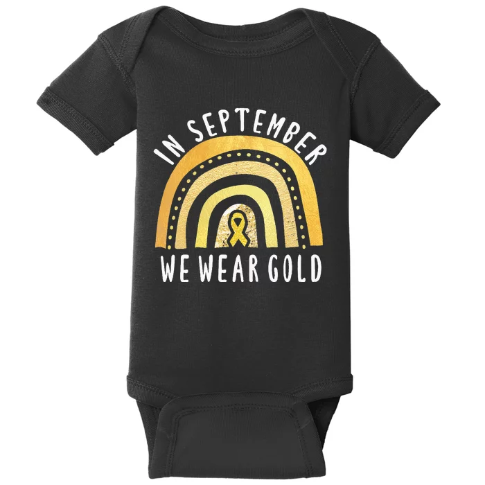 Childhood Cancer Awareness Rainbow In September We Wear Gold Baby Bodysuit