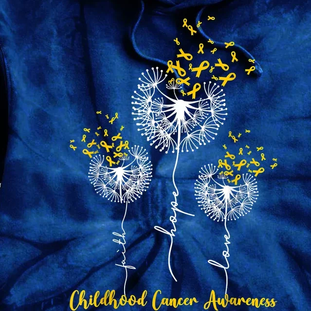 Childhood Cancer Awareness Faith Hope Love Dandelion Tie Dye Hoodie