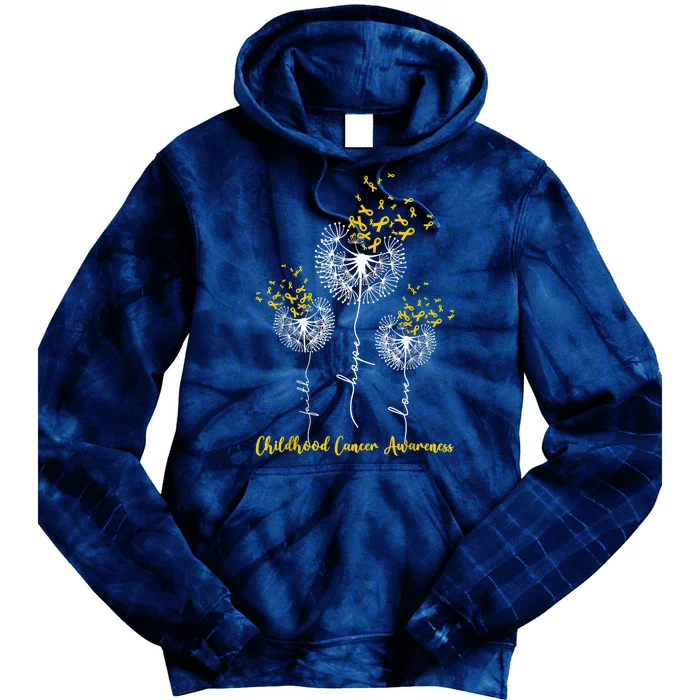 Childhood Cancer Awareness Faith Hope Love Dandelion Tie Dye Hoodie