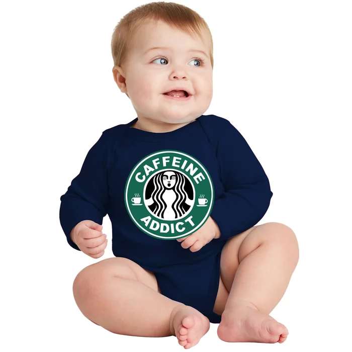 Coffee Caffeine Addict Funny Parody Meme Baby Long Sleeve Bodysuit