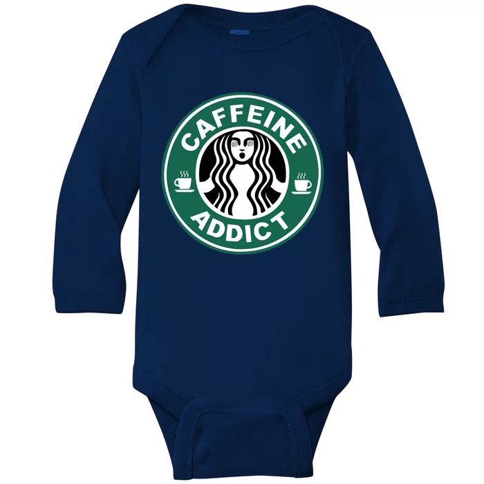 Coffee Caffeine Addict Funny Parody Meme Baby Long Sleeve Bodysuit