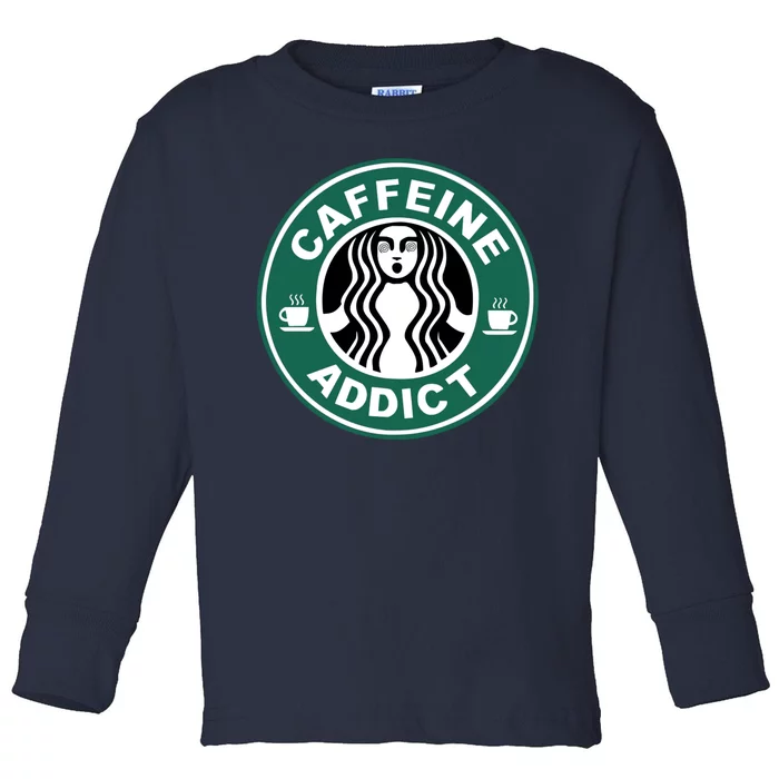 Coffee Caffeine Addict Funny Parody Meme Toddler Long Sleeve Shirt