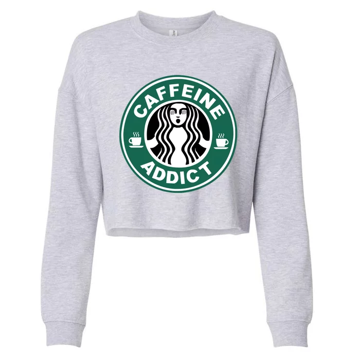 Coffee Caffeine Addict Funny Parody Meme Cropped Pullover Crew