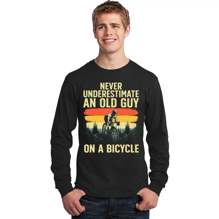 Cool Cycling Art For Men Grandpa Bicycle Riding Cycle Racing Long Sleeve Shirt