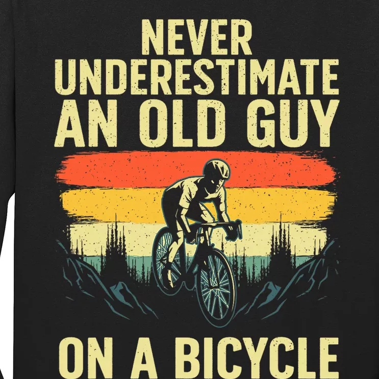 Cool Cycling Art For Men Grandpa Bicycle Riding Cycle Racing Long Sleeve Shirt