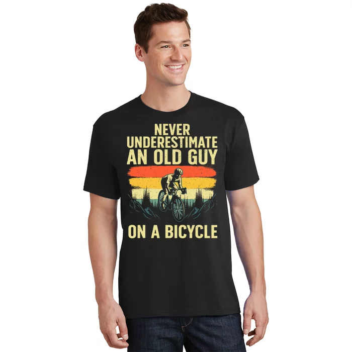 Cool Cycling Art For Men Grandpa Bicycle Riding Cycle Racing T-Shirt