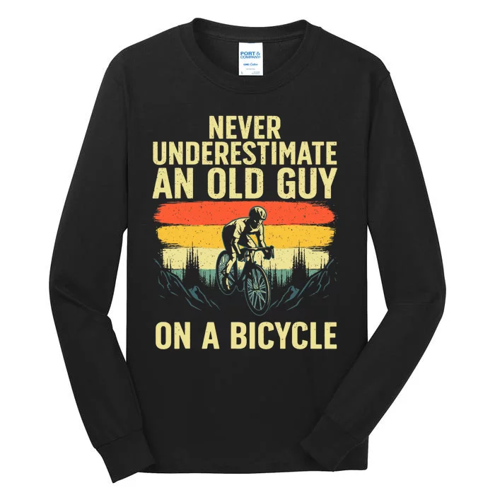 Cool Cycling Art For Men Grandpa Bicycle Riding Cycle Racing Tall Long Sleeve T-Shirt