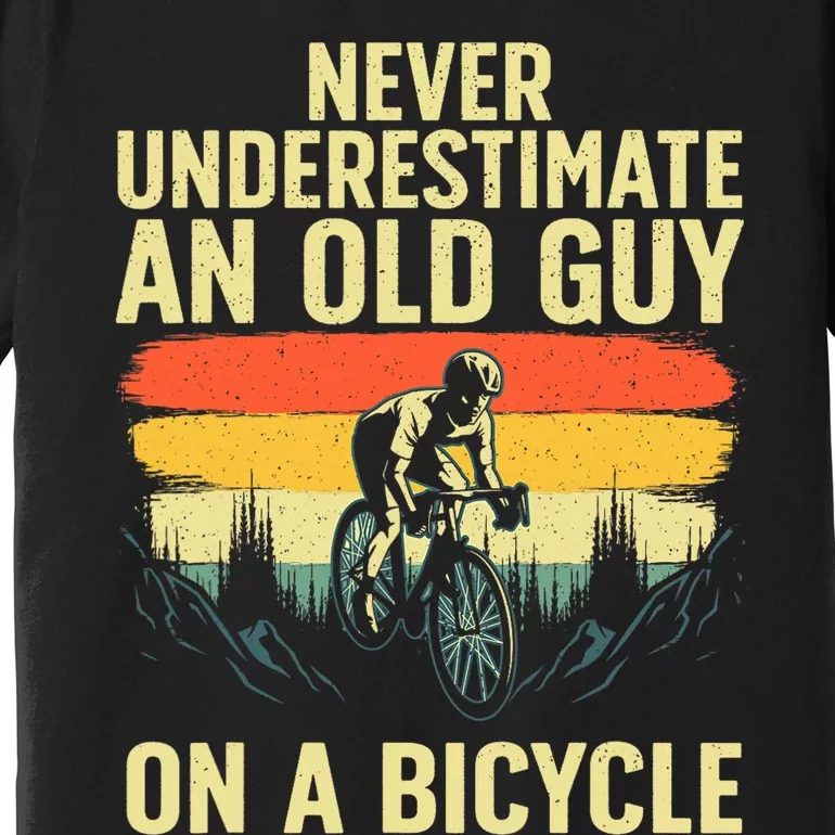 Cool Cycling Art For Men Grandpa Bicycle Riding Cycle Racing Premium T-Shirt