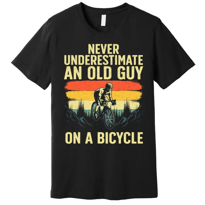 Cool Cycling Art For Men Grandpa Bicycle Riding Cycle Racing Premium T-Shirt