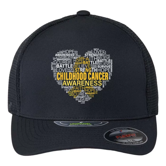 Childhood Cancer Awareness Hope Support Strong Warrior Flexfit Unipanel Trucker Cap