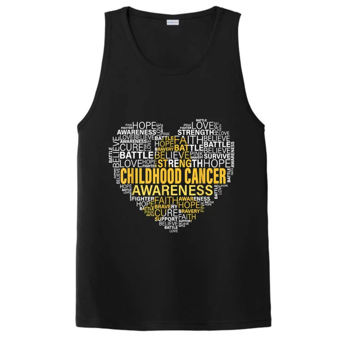 Childhood Cancer Awareness Hope Support Strong Warrior Performance Tank