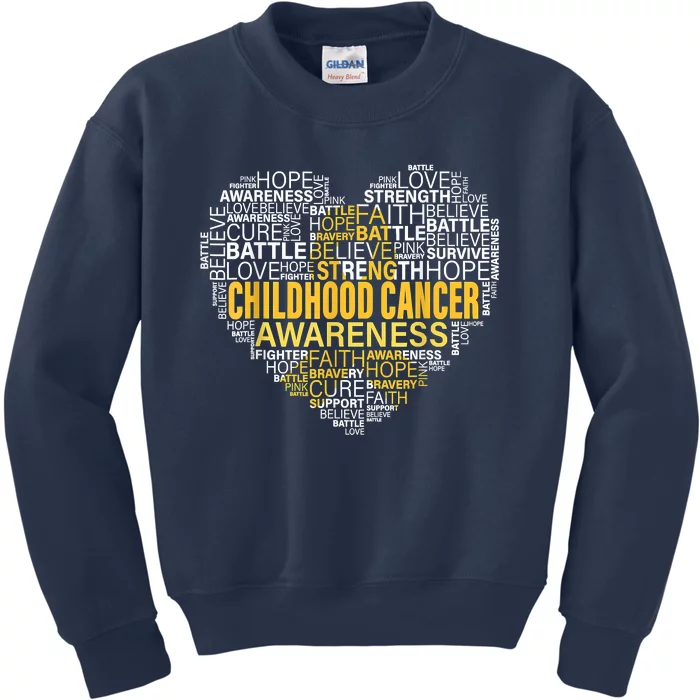 Childhood Cancer Awareness Hope Support Strong Warrior Kids Sweatshirt