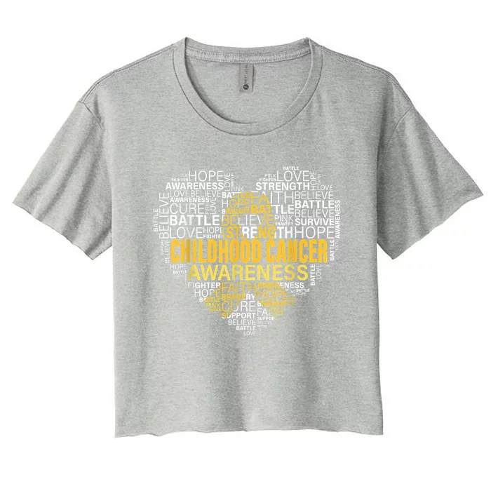 Childhood Cancer Awareness Hope Support Strong Warrior Women's Crop Top Tee