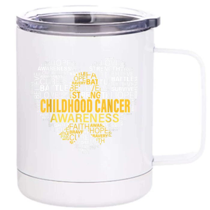 Childhood Cancer Awareness Hope Support Strong Warrior Front & Back 12oz Stainless Steel Tumbler Cup