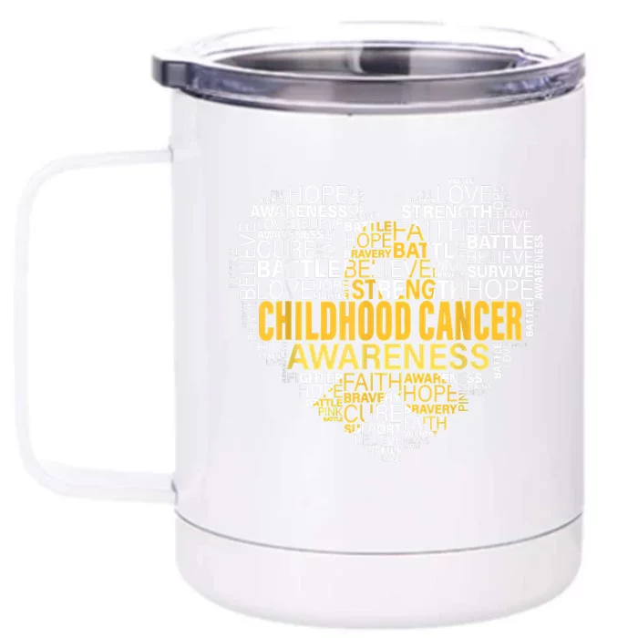 Childhood Cancer Awareness Hope Support Strong Warrior Front & Back 12oz Stainless Steel Tumbler Cup