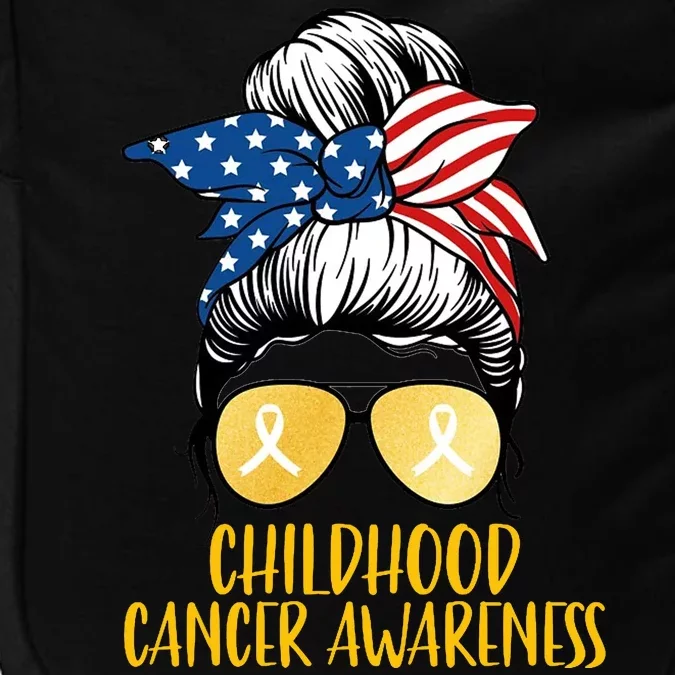 Childhood Cancer Awareness Gold Ribbon Messy Bun Impact Tech Backpack