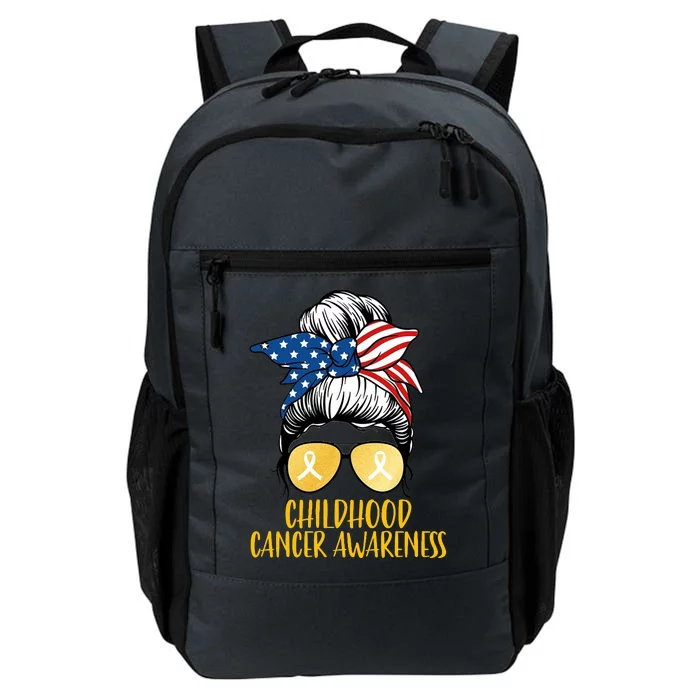 Childhood Cancer Awareness Gold Ribbon Messy Bun Daily Commute Backpack